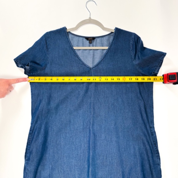 1250°C Dark Navy Chambray Boho Tassel Dress w/ Pockets Size S / M Retail $80 🧵✨ - Picture 7 of 12